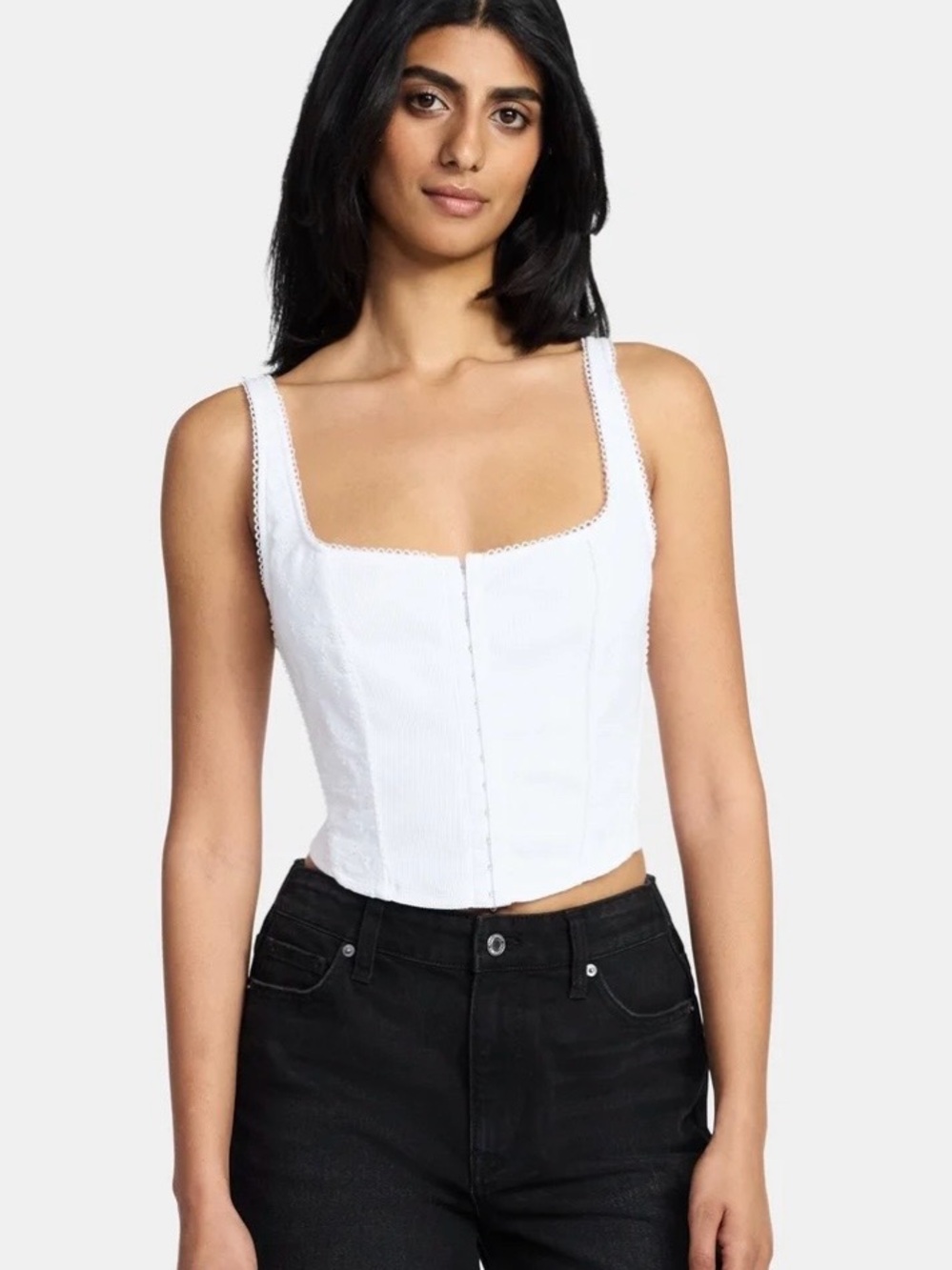 NWT Madden NYC White Square-Neck Eyelet Corset - L